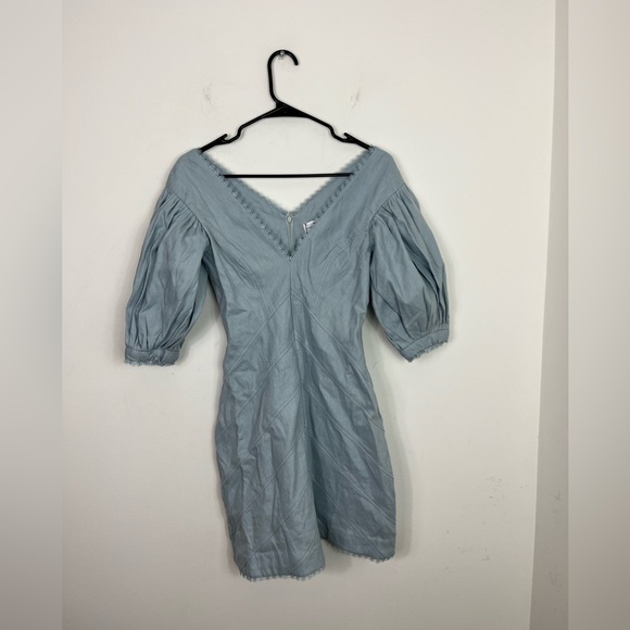 NWT Love McNicoll Linen Diana Puff Sleeves Bodycon Dress Sz S - Picture 4 of 16